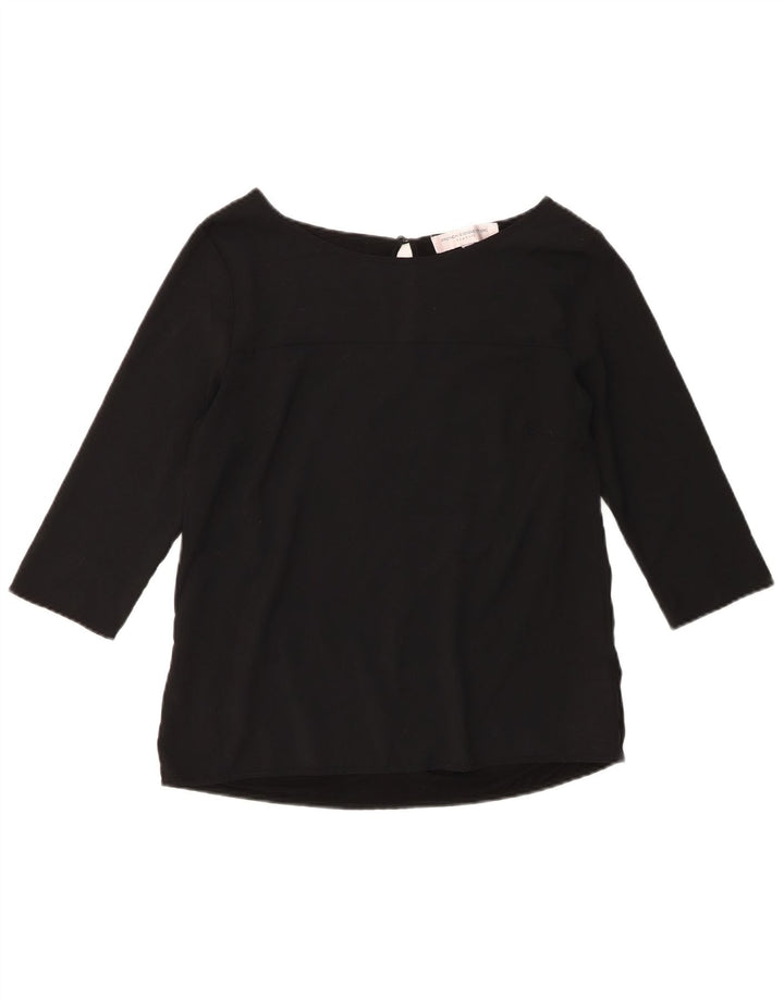 French Connection Dame 3/4 ærmet bluse Top UK 12 Medium Sort Polyester
