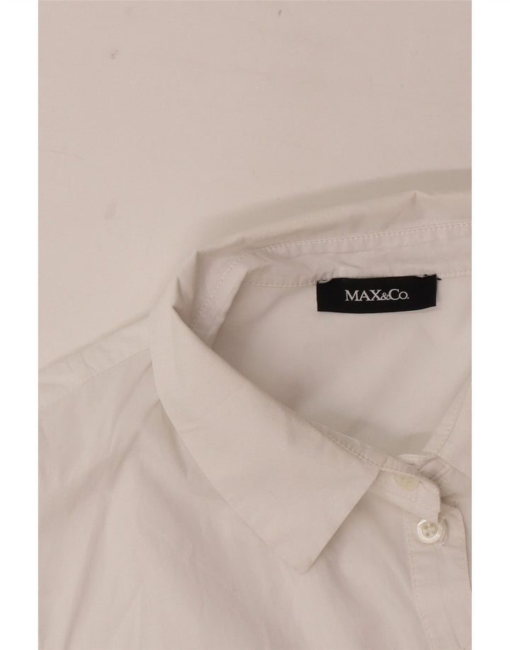 Max & Co. Womens Crop ærmeløs skjortebluse UK 12 Medium White