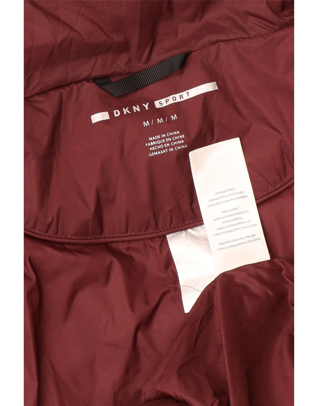 Dkny Dame grafisk polstret jakke UK 14 Medium Maroon Polyester