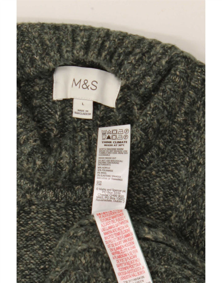Marks & Spencer Herre Turtle Neck Jumper Sweater Stor Khaki Akryl