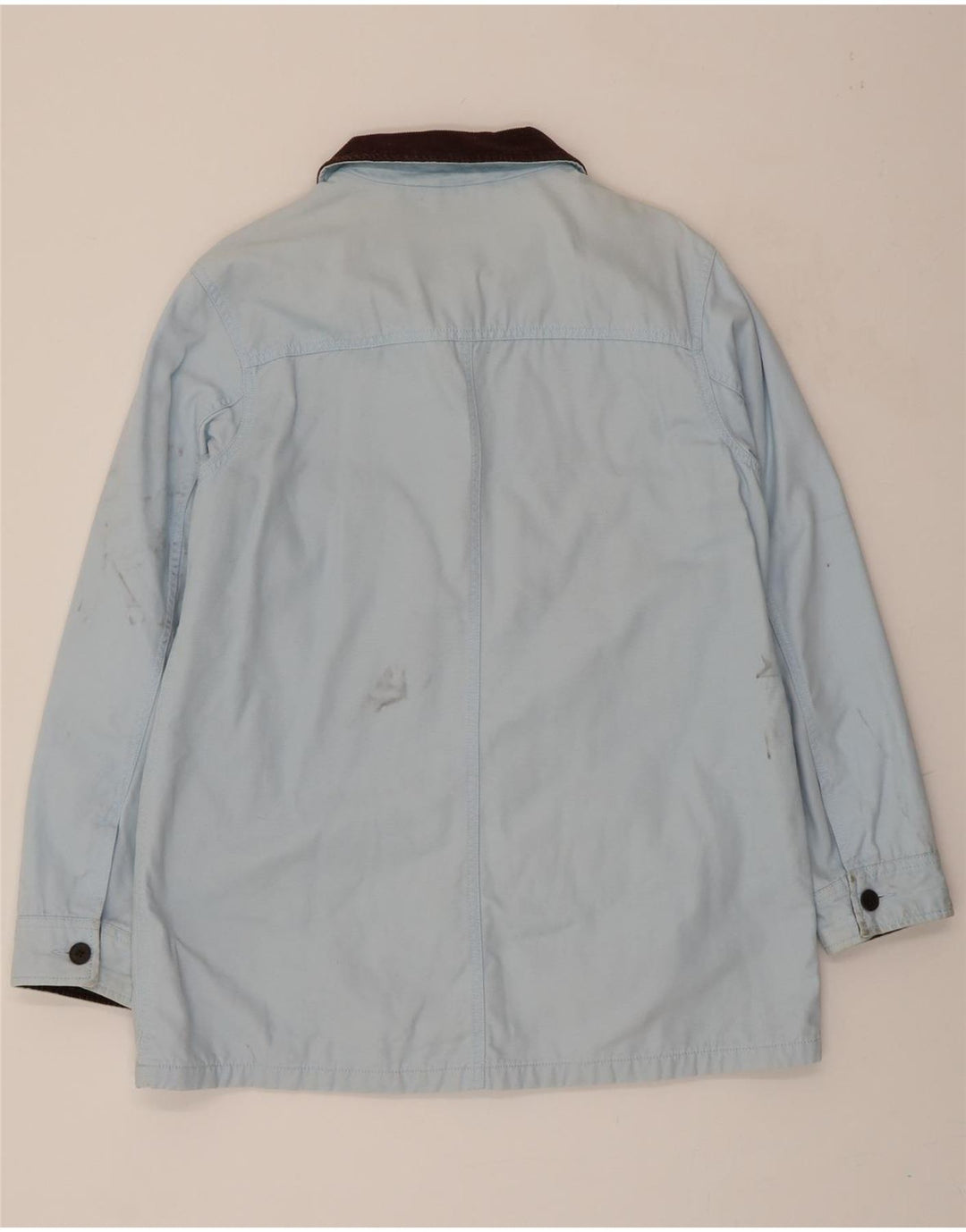 LANDS END Womens Overcoat UK 10/12 Medium Blue Cotton Vintage Lands End and Second-Hand Lands End from Messina Hembry 