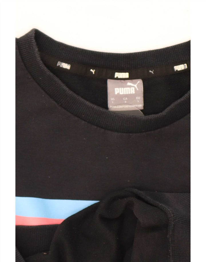 Puma Herre Sweatshirt Jumper Stor Sort Colourblock Bomuld