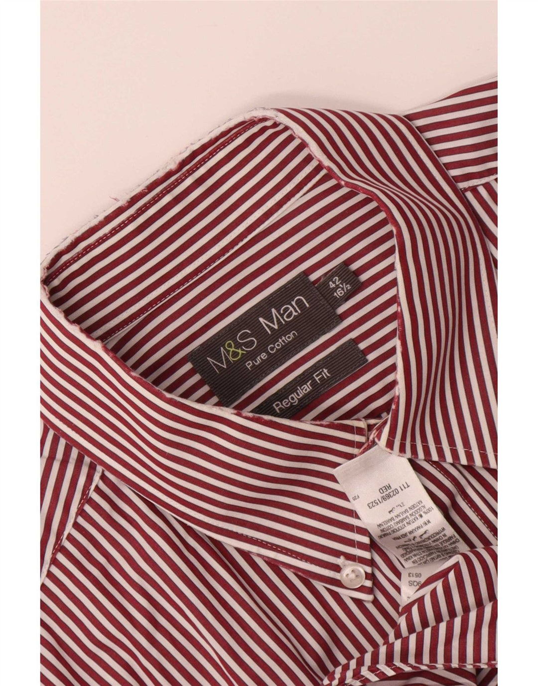 Marks & Spencer Herre Regular Fit skjorte str. 42 16 1/2 Stor rød nålestribe