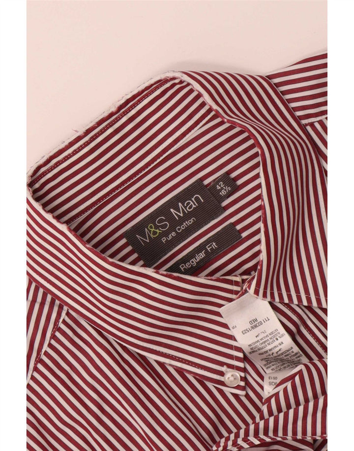 Marks & Spencer Herre Regular Fit skjorte str. 42 16 1/2 Stor rød nålestribe