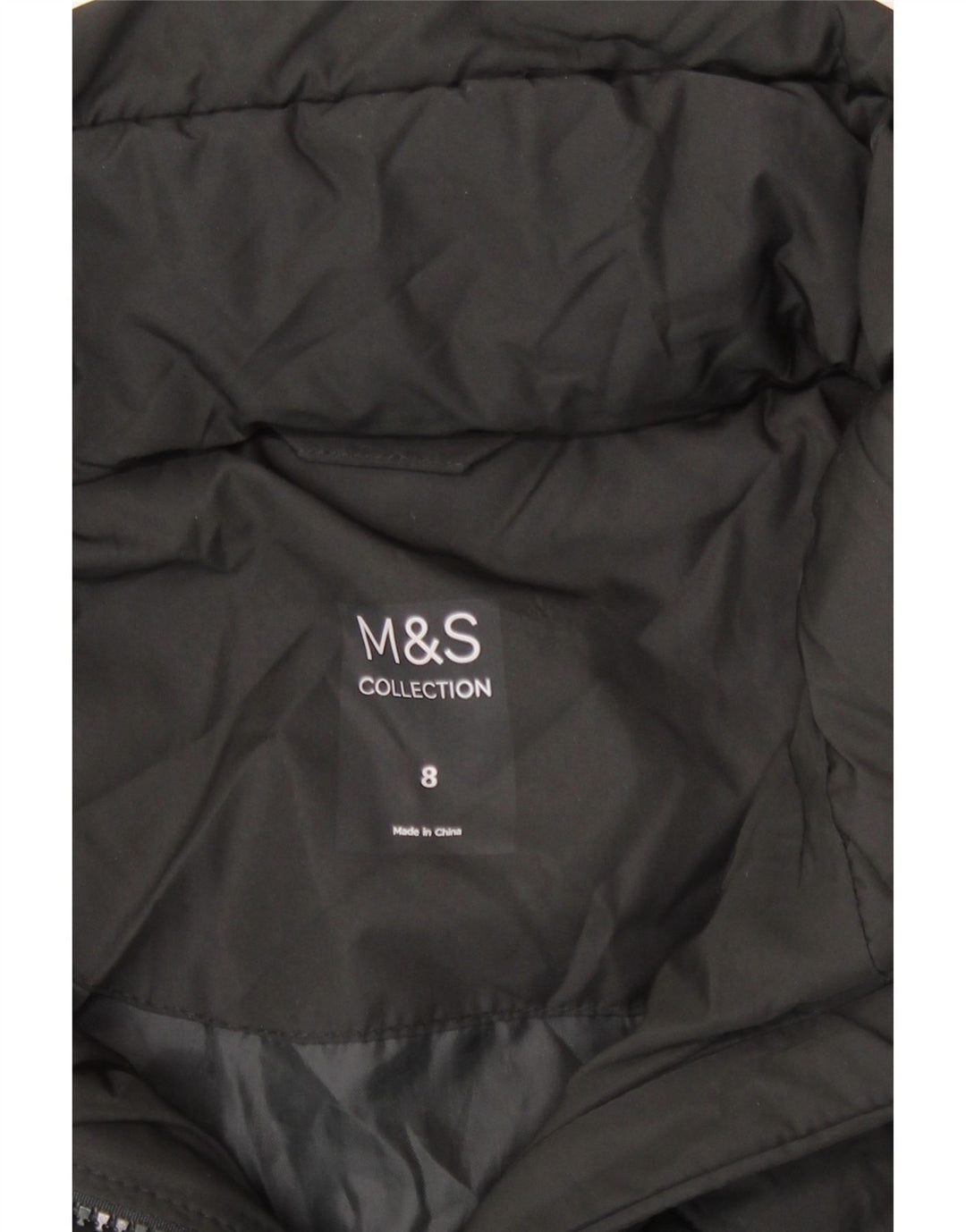 Marks & Spencer Polstret hættejakke til kvinder UK 8 Lille sort polyester