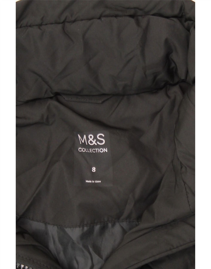 Marks & Spencer Polstret hættejakke til kvinder UK 8 Lille sort polyester