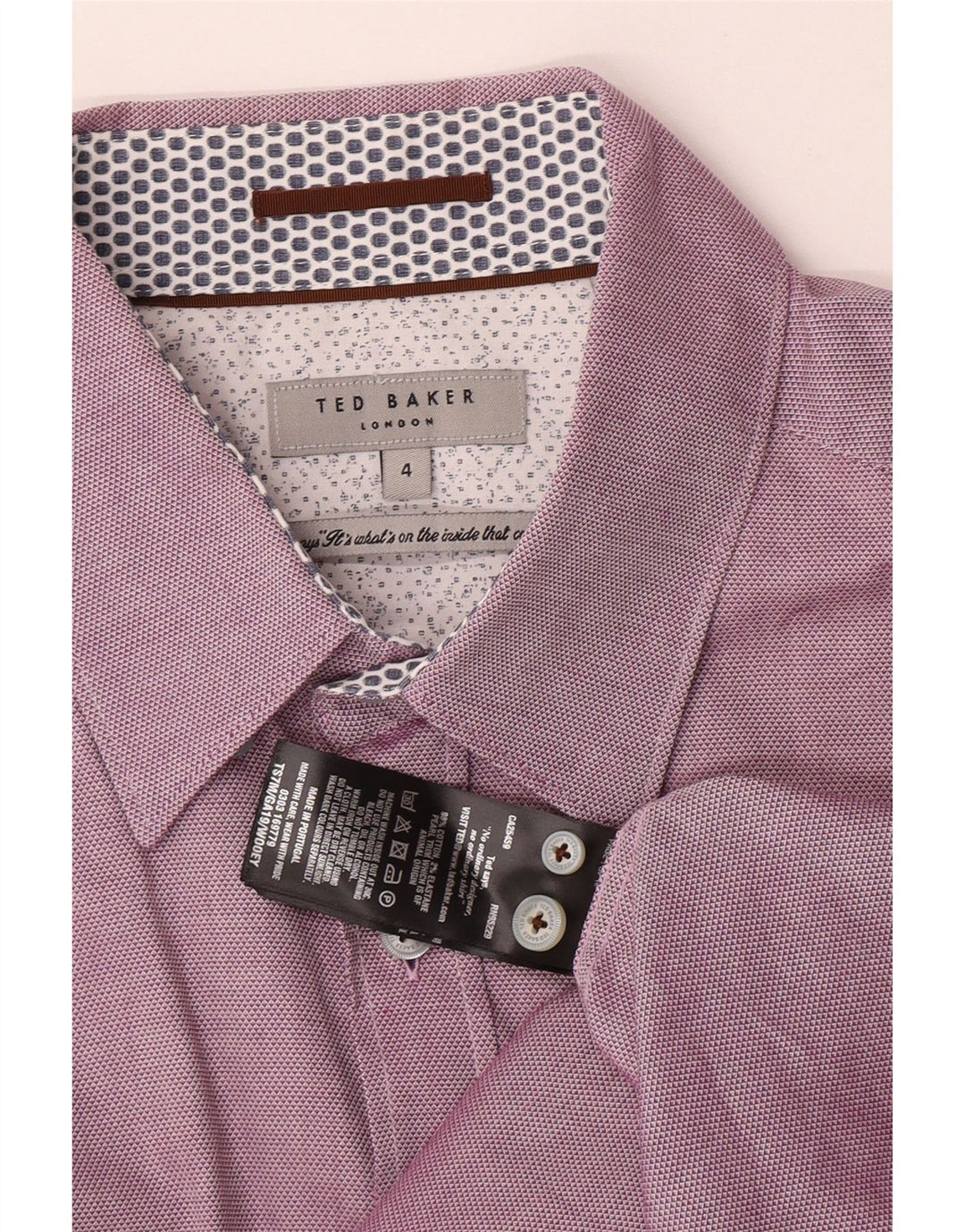 Ted Baker Kortærmet Herreskjorte Størrelse 4 Large Bourgogne Geometrisk Bomuld