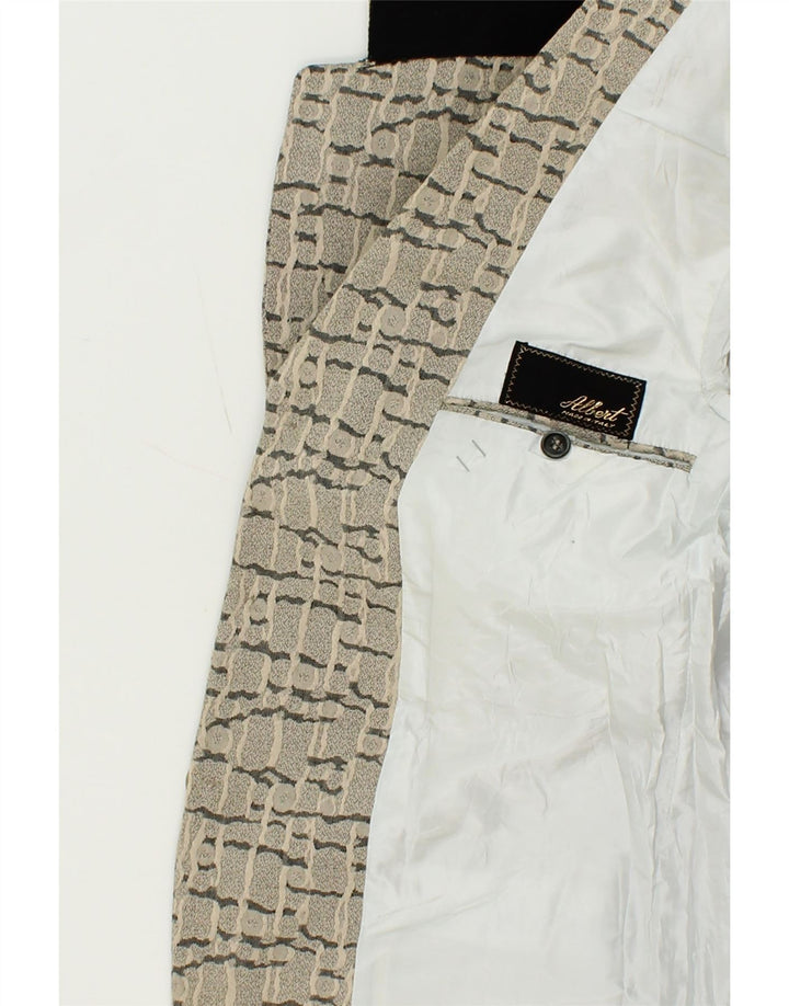 ALBERT Womens Abstract Pattern 3 Button Blazer Jacket UK 8 Small Grey Vintage Albert and Second-Hand Albert from Messina Hembry 