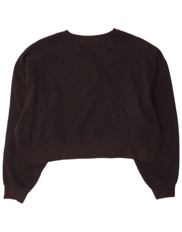 Dkny Womens Crop Oversized Sweatshirt Jumper UK 10 Small Black Bomuld