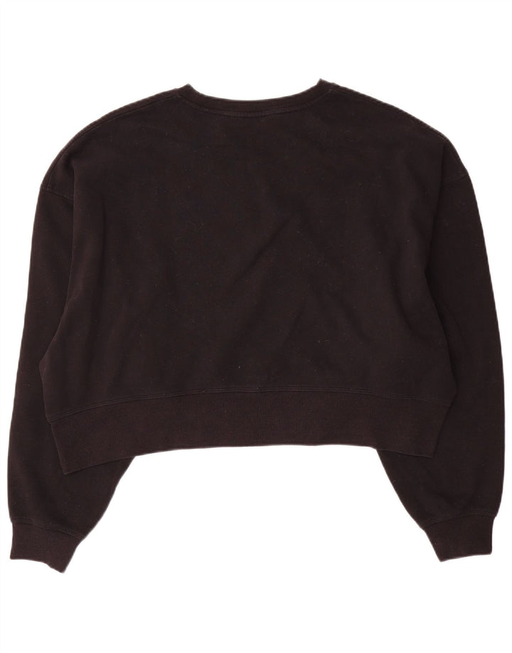 Dkny Womens Crop Oversized Sweatshirt Jumper UK 10 Small Black Bomuld