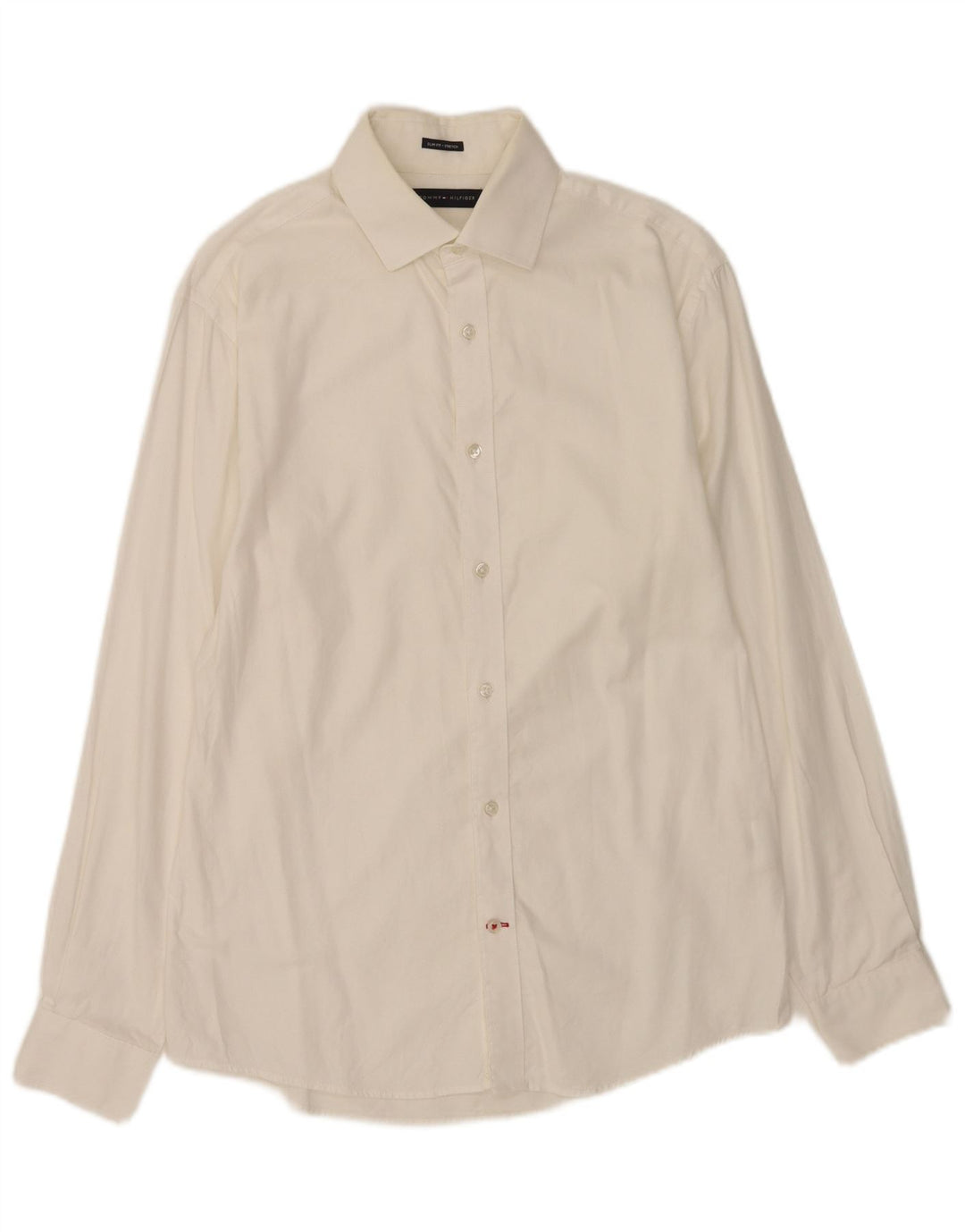 Tommy Hilfiger Herre Slim Fit Skjorte Størrelse 15 Medium Hvid Bomuld