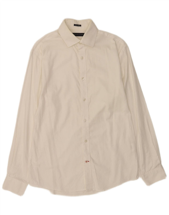 Tommy Hilfiger Herre Slim Fit Skjorte Størrelse 15 Medium Hvid Bomuld