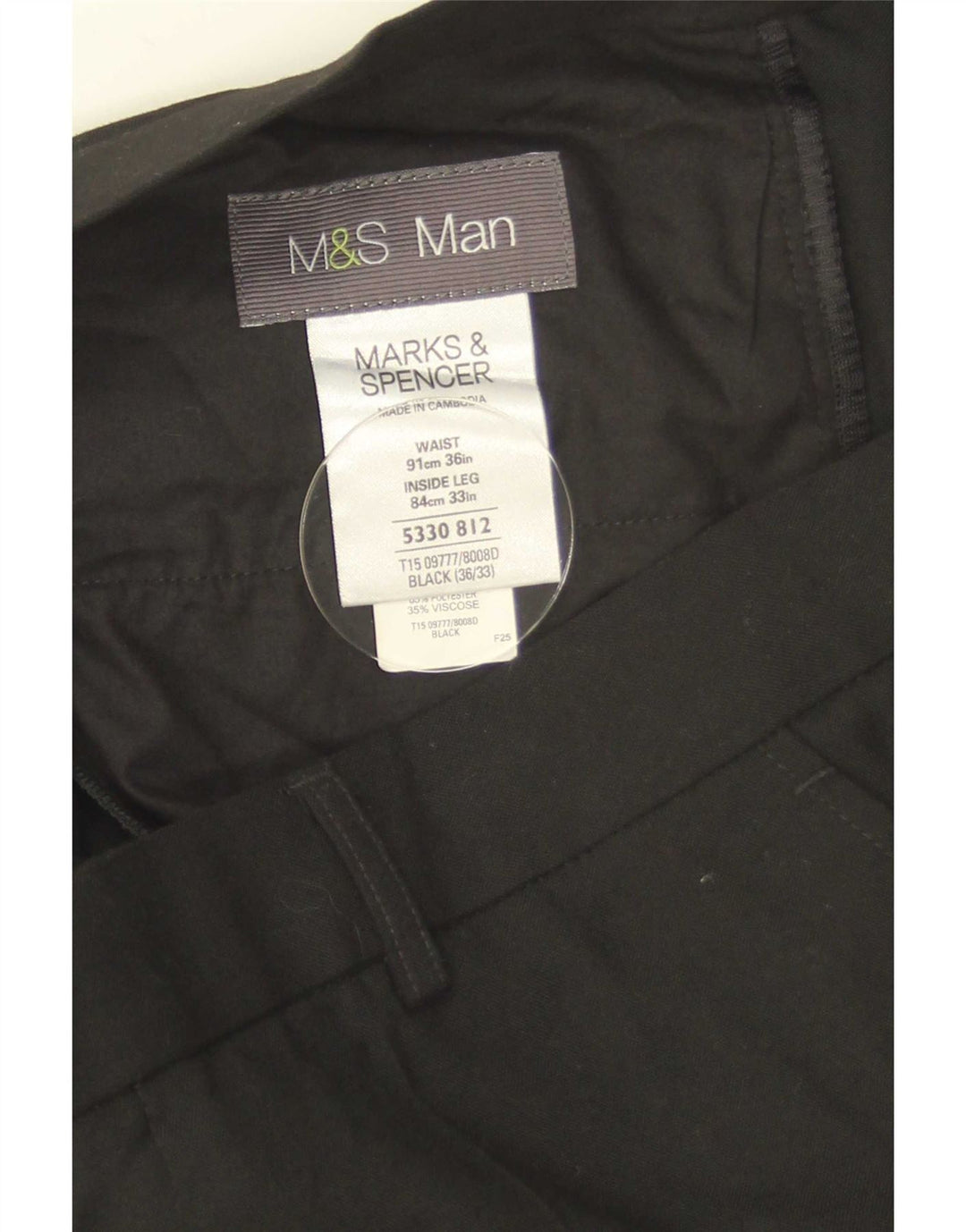 Marks & Spencer Straight Suit bukser til mænd W36 L33 sort polyester