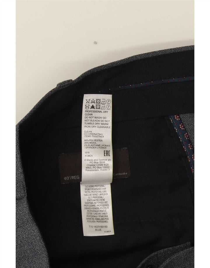 Marks & Spencer Herre Regular Suit Bukser W40 L31 Blå Polyester