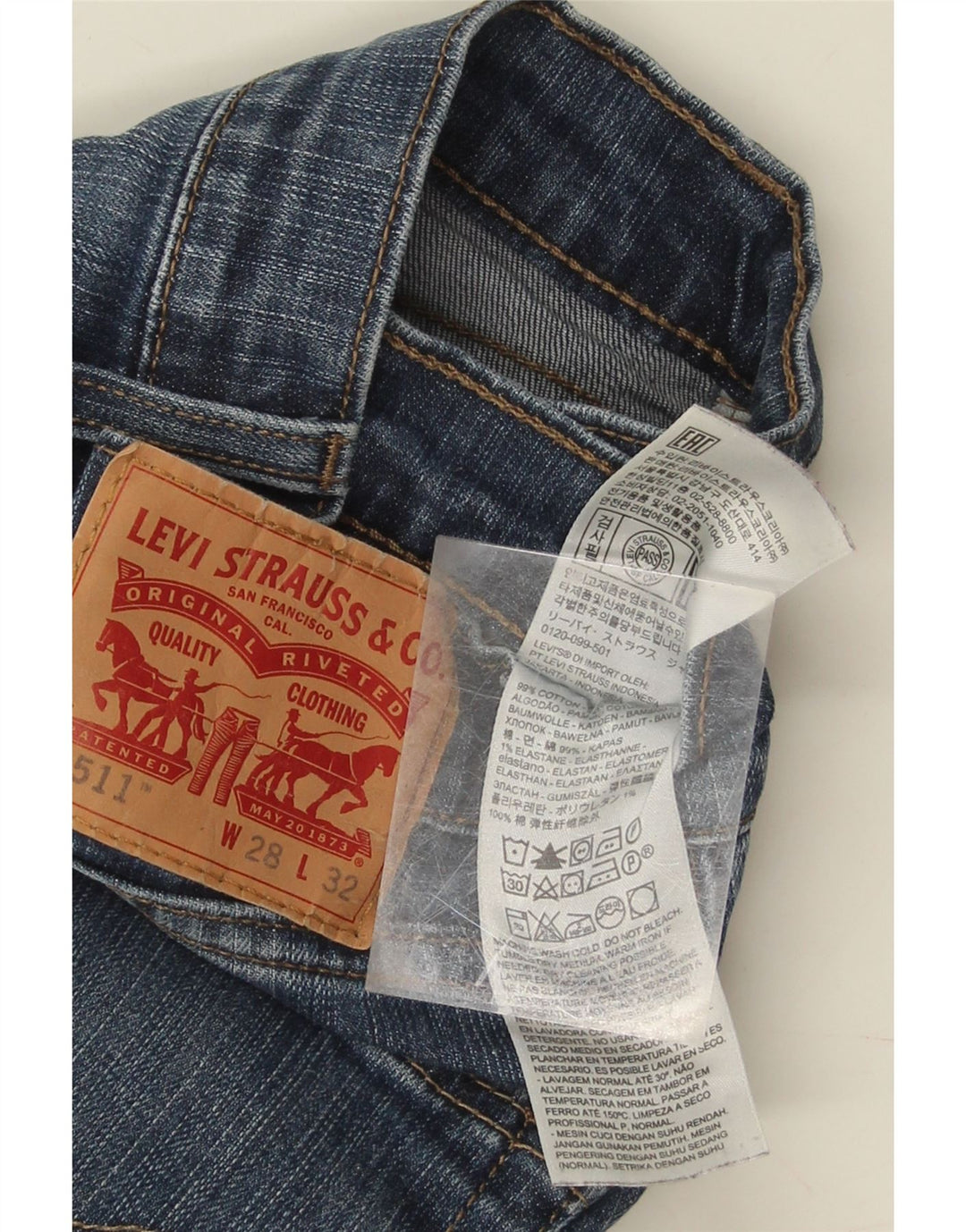LEVI'S Mens 511 Slim Jeans  W28 L32 Blue Cotton Vintage Levi's and Second-Hand Levi's from Messina Hembry 