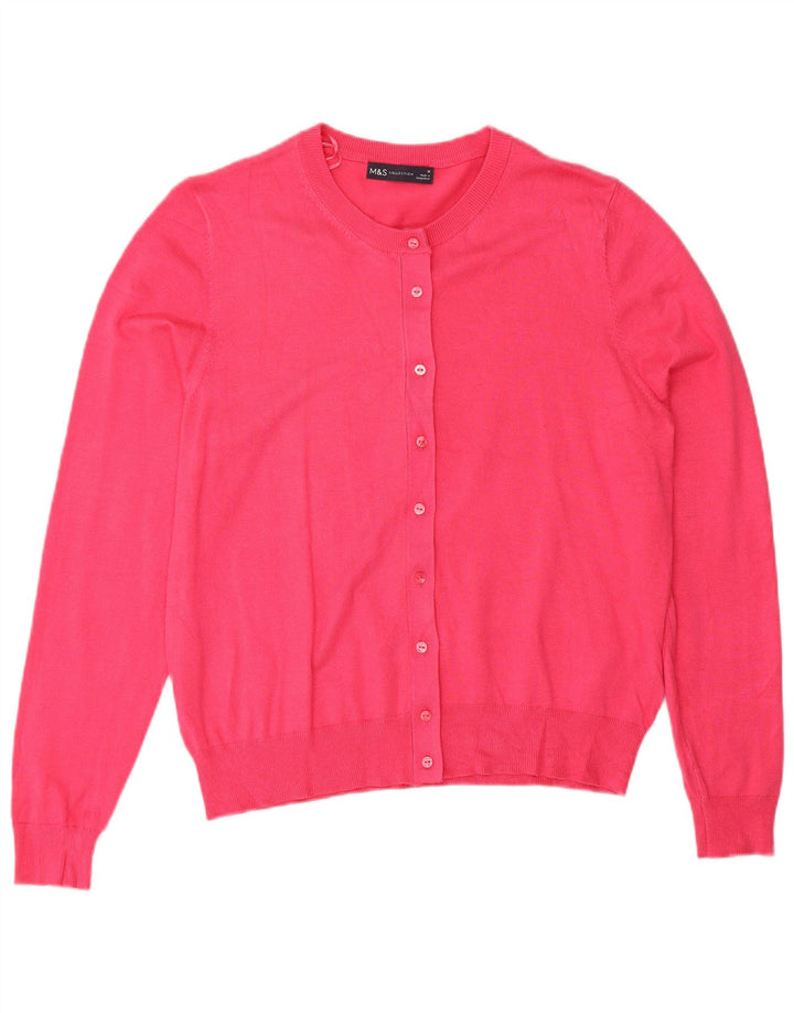 Marks & Spencer Dame Cardigan Sweater UK 16 Large Pink Viscose