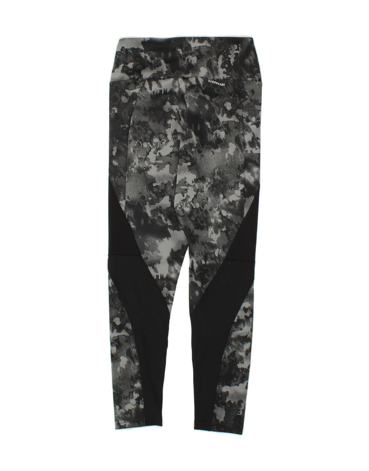 ADIDAS Womens Aeroready Leggings UK 8/10 Small  Grey Camouflage Polyester Vintage Adidas and Second-Hand Adidas from Messina Hembry 