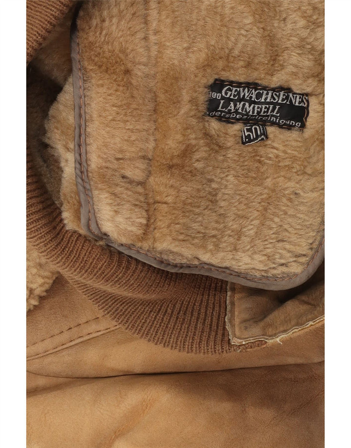 Vintage Herre Bomber Shearling Jacket EU 50 Large Beige Shearling