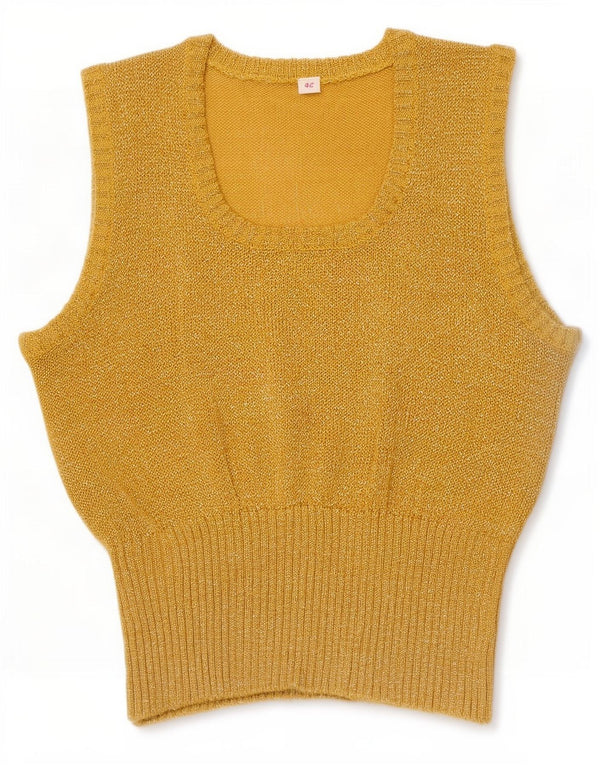 Vintage Dame Crop Vest Tank Top IT 42 Medium Gold