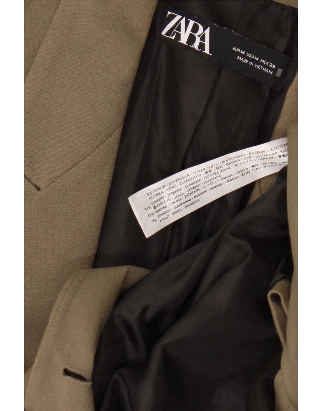 Zara Dame Dobbeltradet Blazer Jacket UK 14 Medium Green Polyester