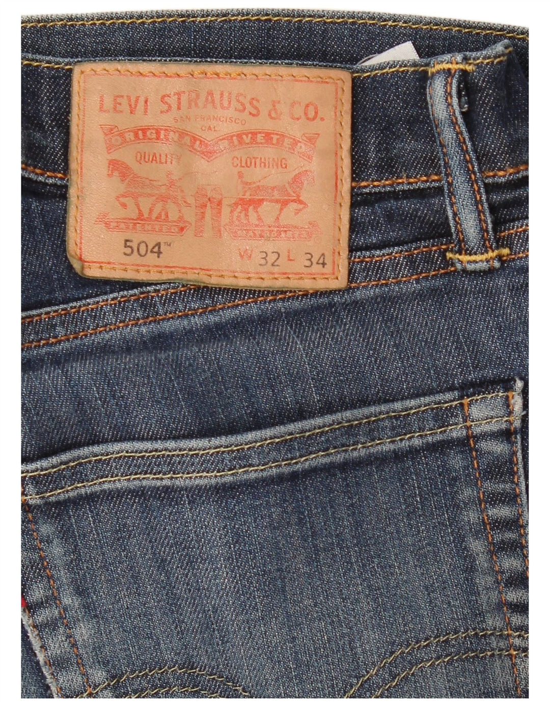 Levi's Herre 504 Straight Jeans W32 L34 Marineblå Bomuld