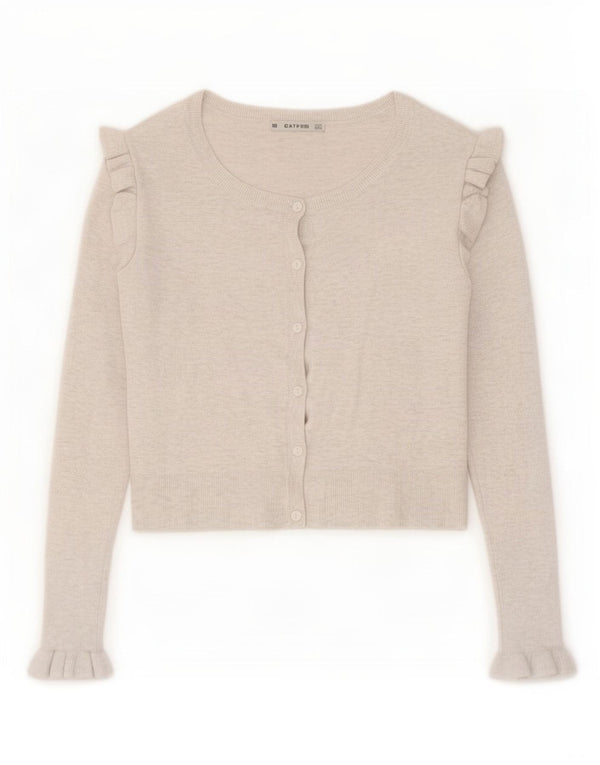 Zara Womens Crop Cardigan Top UK 12 Medium Grey Flecked Viscose