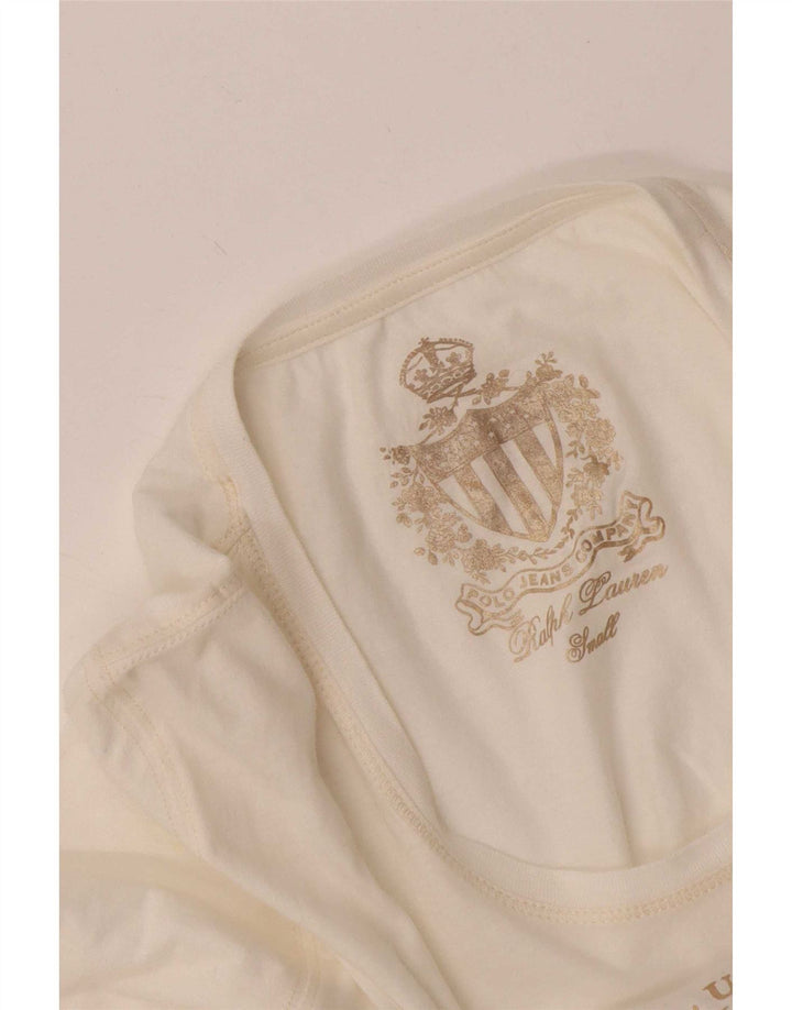 Ralph Lauren Dame Grafisk Top Langærmet UK 8 Small White