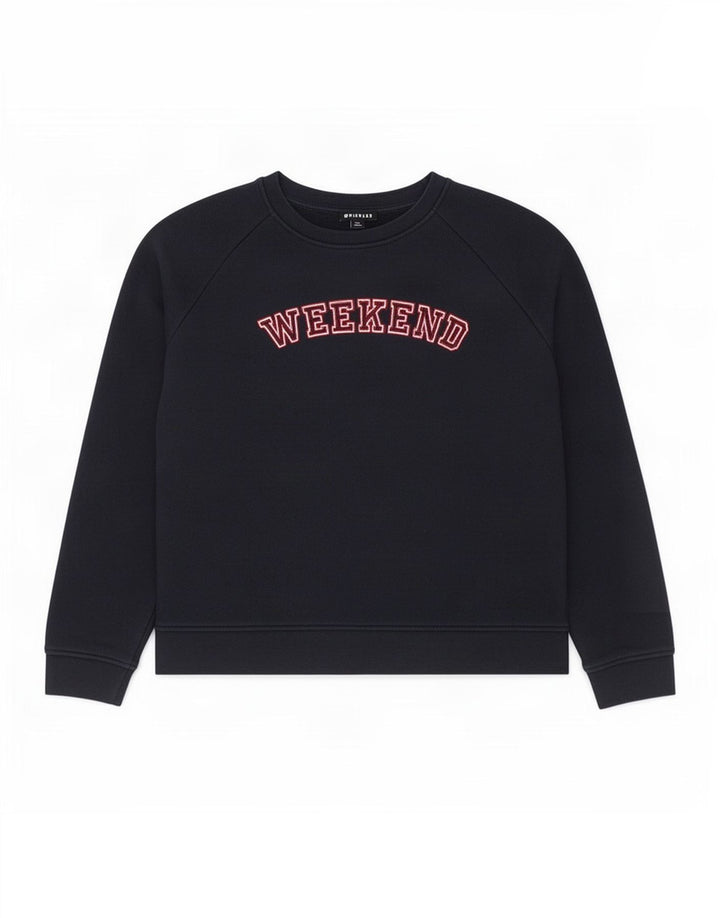 Whistles Dame Weekend Graphic Sweatshirt Jumper UK 14 Medium Navy Blue