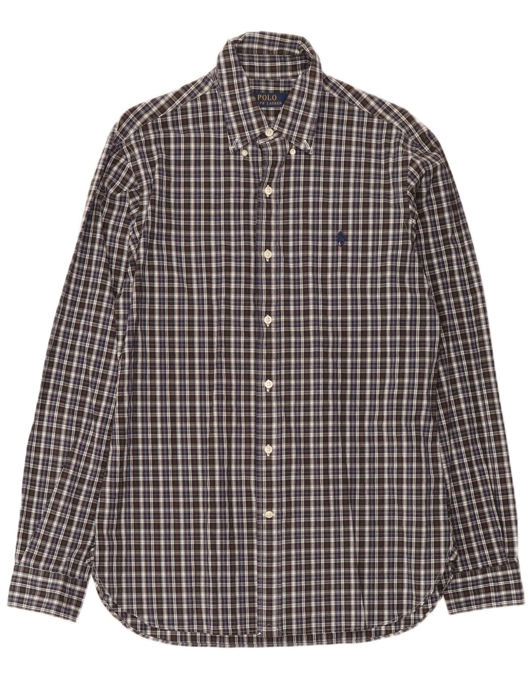 Polo Ralph Lauren herreskjorte str. 15 Medium marineblå ternet bomuld