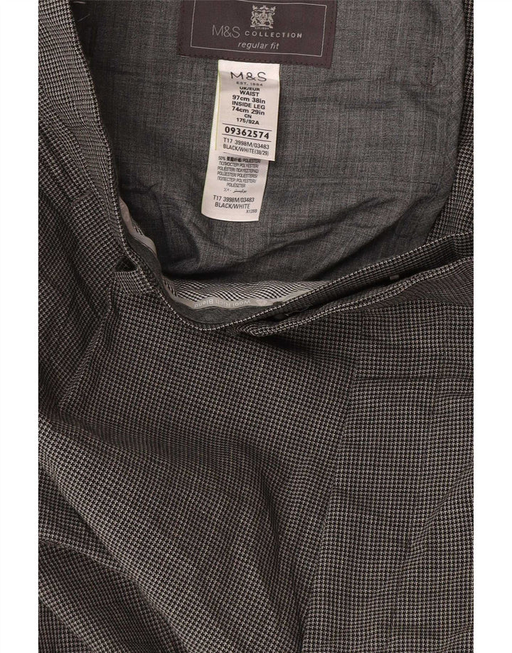 Marks & Spencer Straight Suit Bukser til mænd W38 L29 Grå Houndstooth