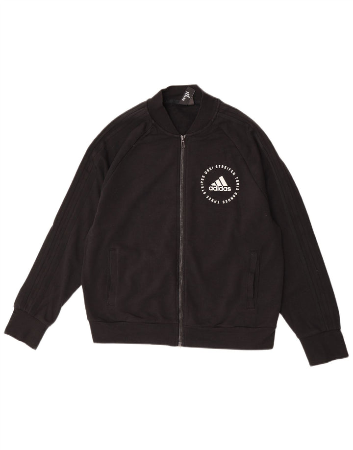 Adidas Grafisk træningsdragt topjakke til kvinder UK 12/14 Medium Sort bomuld