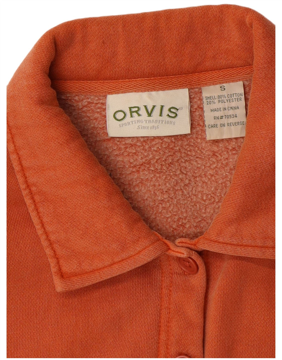 ORVIS Womens Oversized Tracksuit Top Jacket UK 10 Small Orange Cotton