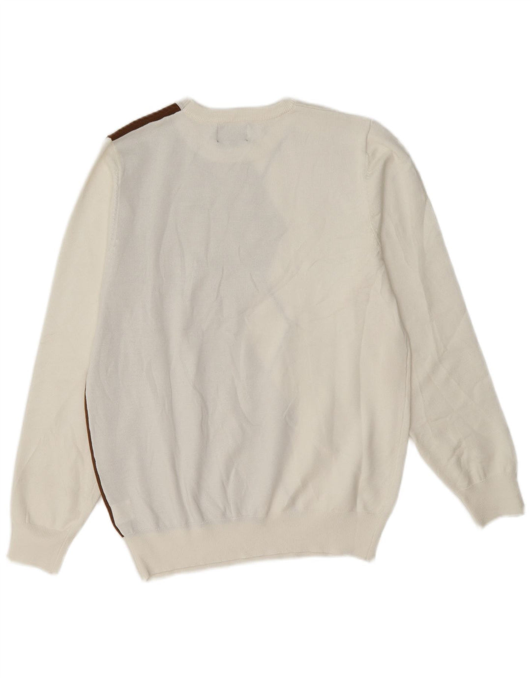 Coveri Dame sweater med rund hals, stor hvid Argyle/Diamond