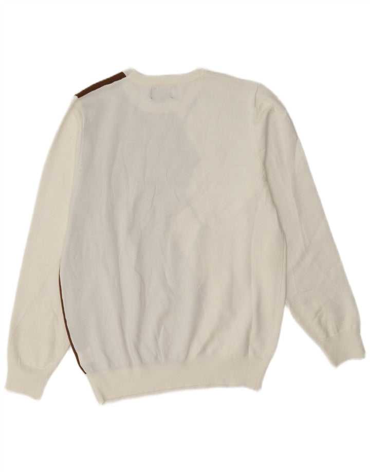 Coveri Dame sweater med rund hals, stor hvid Argyle/Diamond