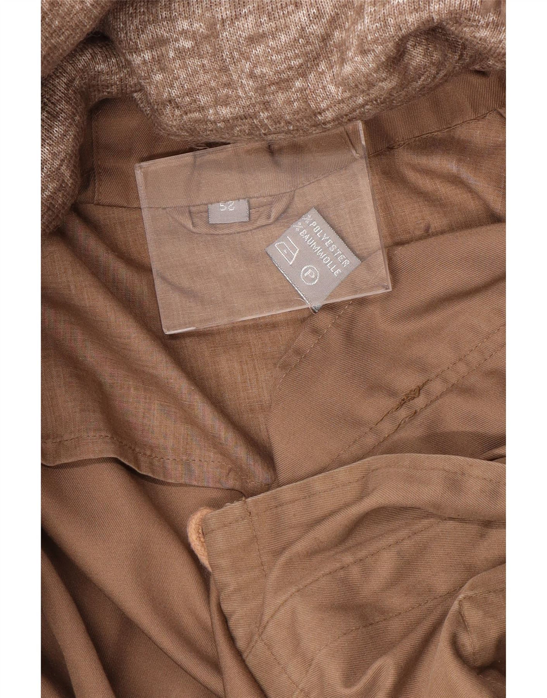 Vintage Militærjakke med hætte til mænd IT 52 XL Beige Polyester