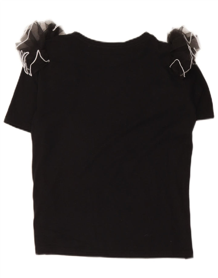 Zara Womens Crop Bluse Top UK 10 Small Black