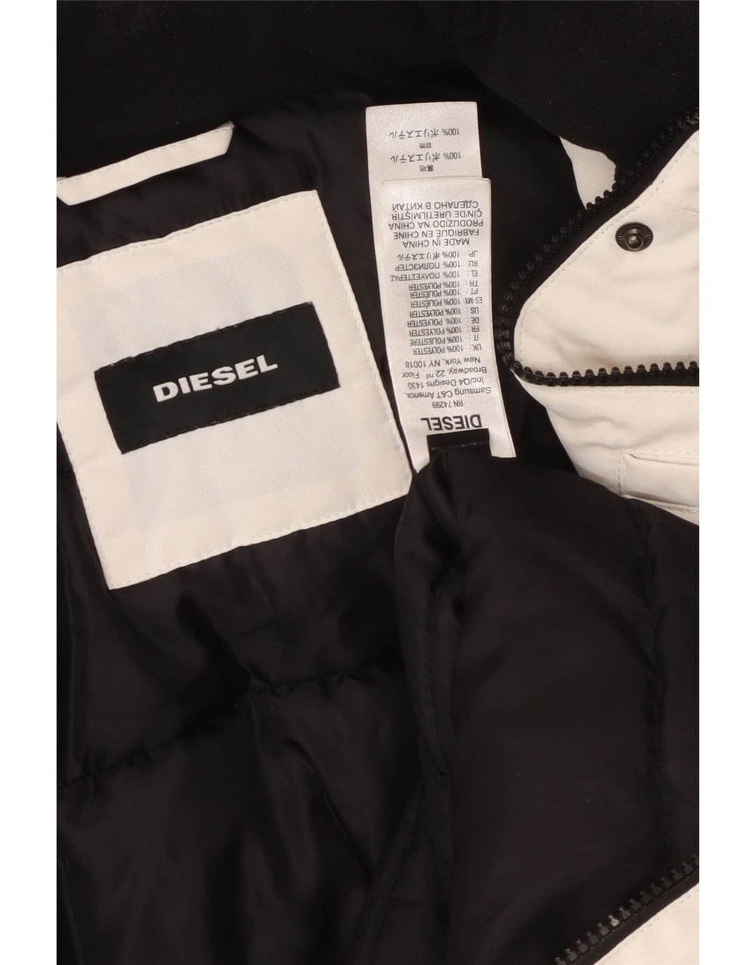 Diesel Dame Hooded Parka Jacket UK 10 Small White Polyester
