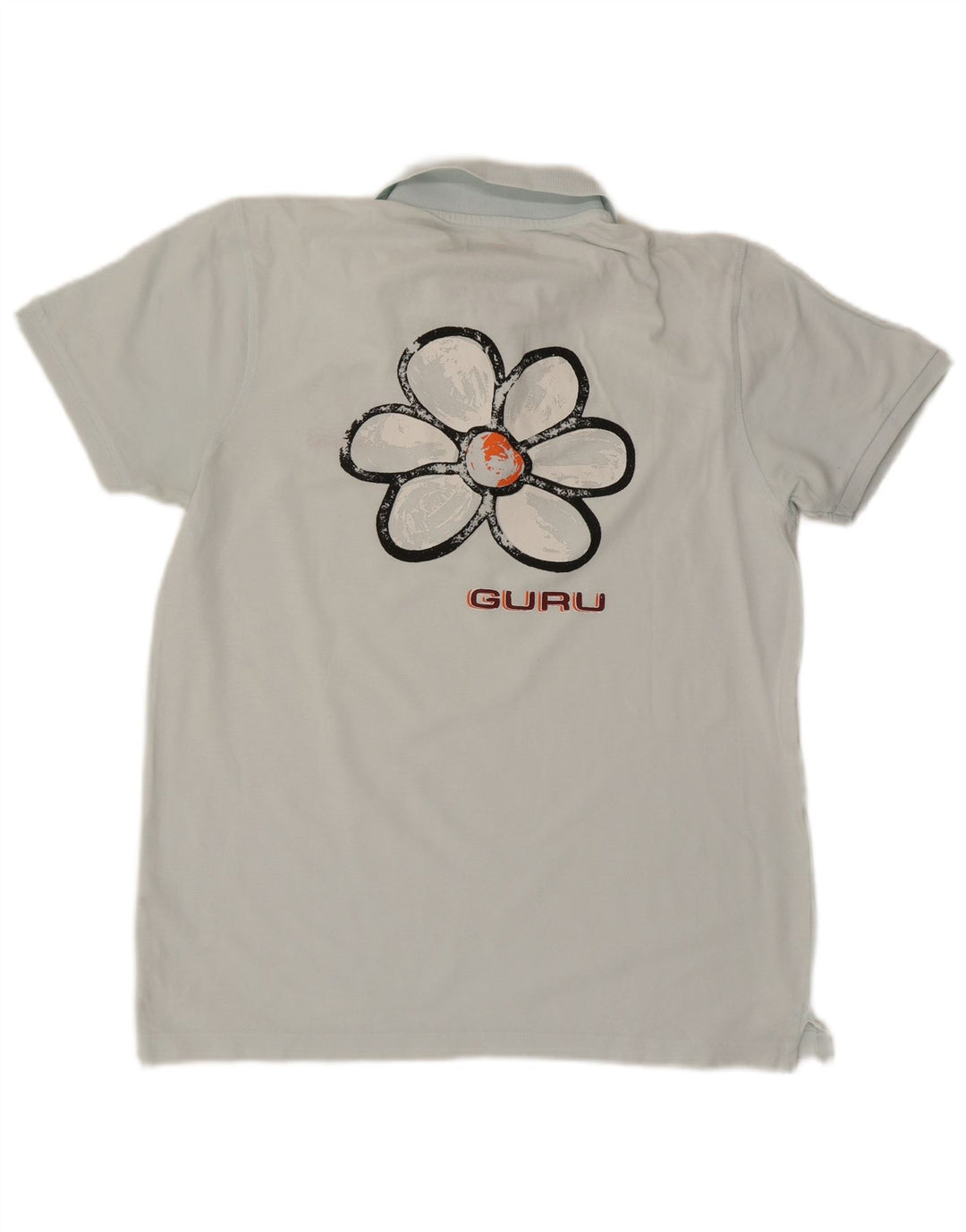 Guru Herre Grafisk Polo Shirt Stor Blå Blomster Bomuld