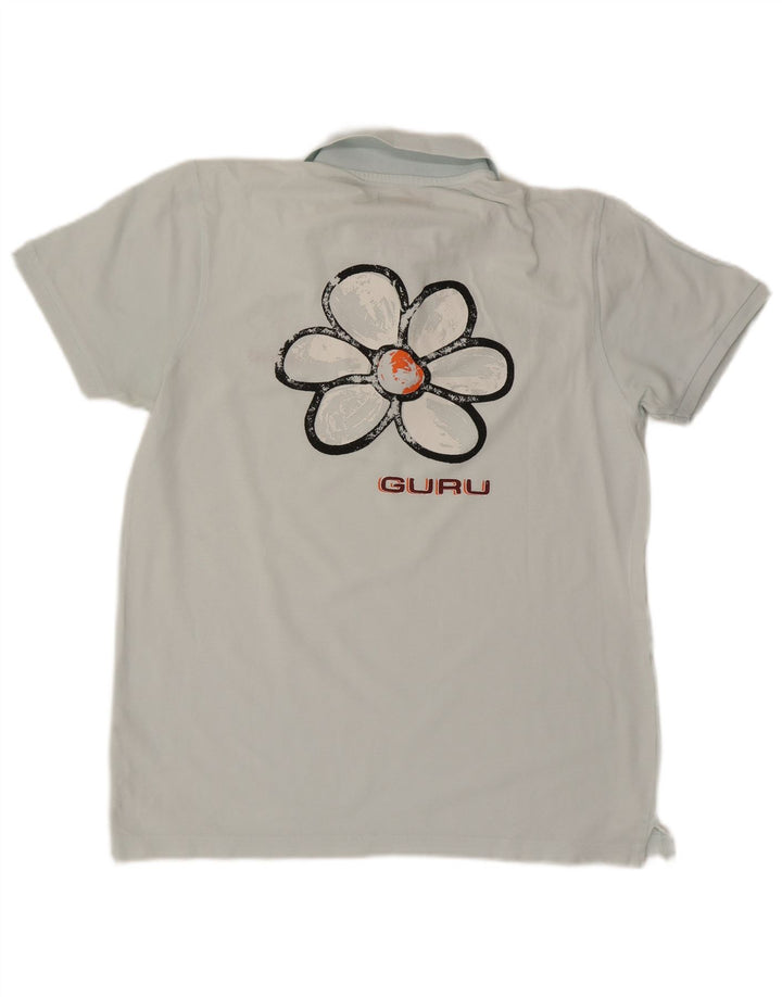 Guru Herre Grafisk Polo Shirt Stor Blå Blomster Bomuld