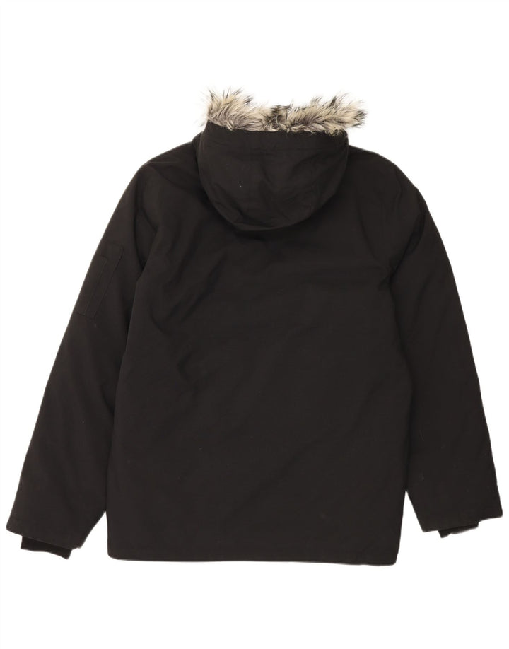 Adidas Herre Hooded Parka Jacket UK 36 Small Black Nylon