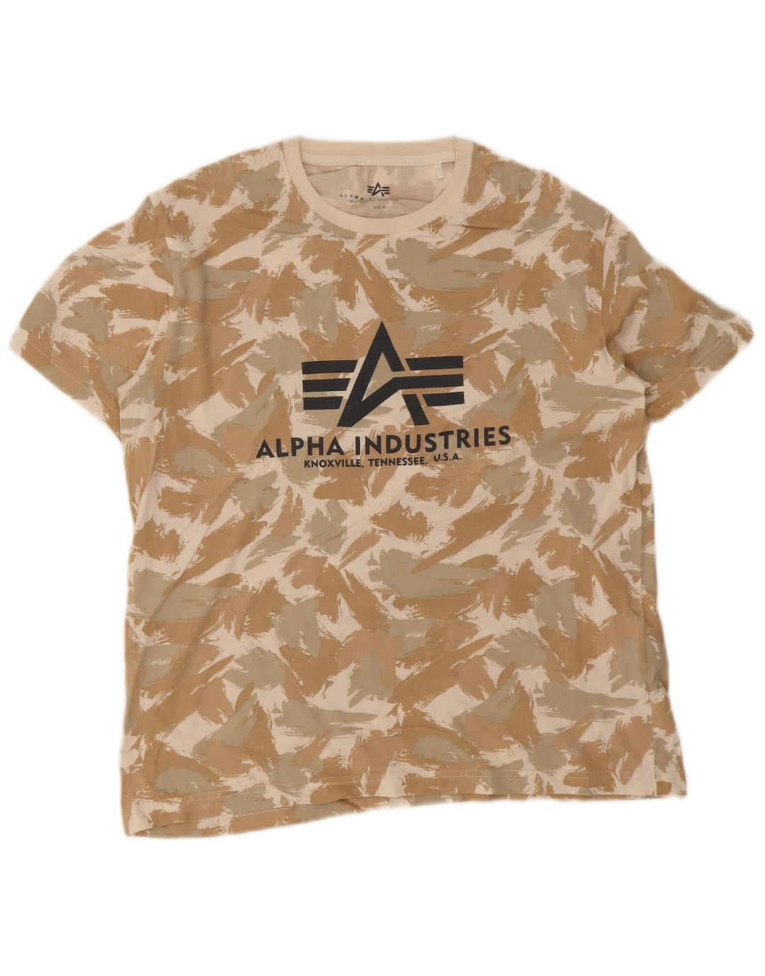 Alpha Industries Herre grafisk T-shirt Top Medium Beige Geometrisk