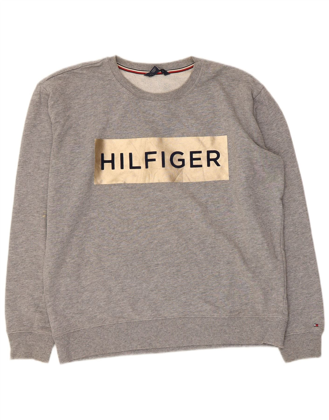 Tommy Hilfiger Herre grafisk sweatshirt Jumper Medium Grey Flecked Bomuld