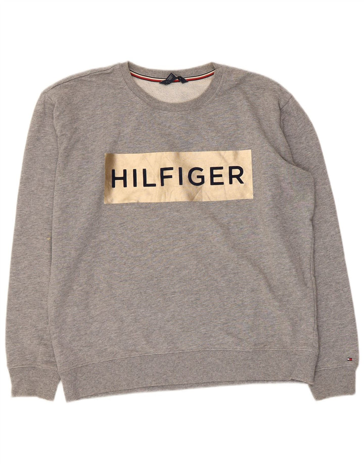 Tommy Hilfiger Herre grafisk sweatshirt Jumper Medium Grey Flecked Bomuld