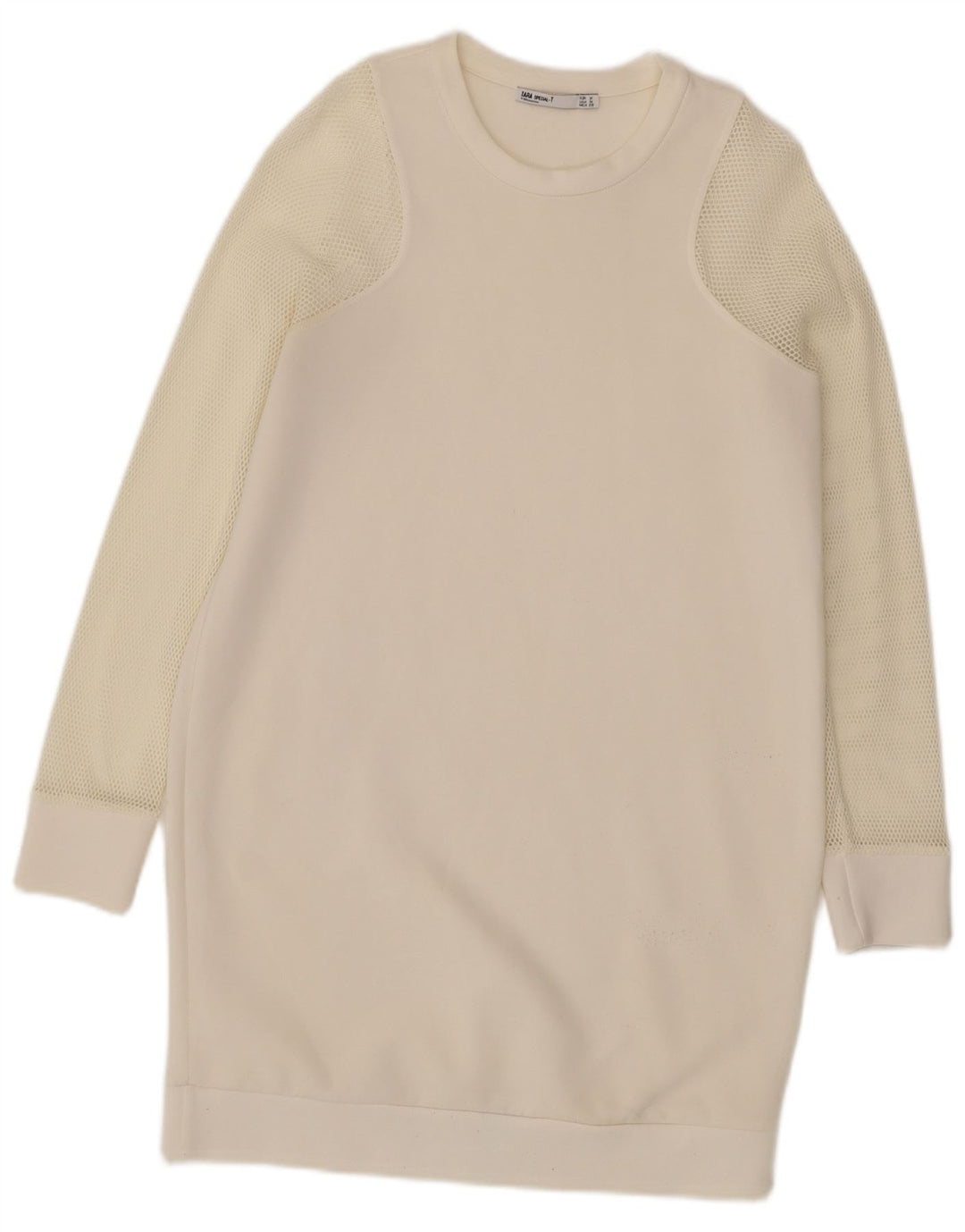 Zara Sweatshirt Jumper Dress UK 12 Medium Off White