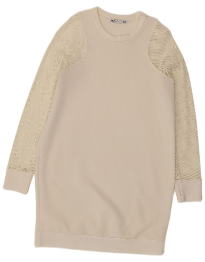 Zara Sweatshirt Jumper Dress UK 12 Medium Off White