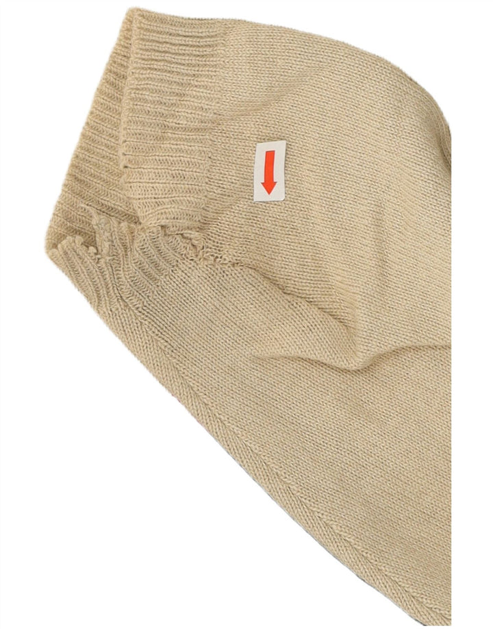 Vintage sweater til mænd Stor Beige Colourblock Polyacryl