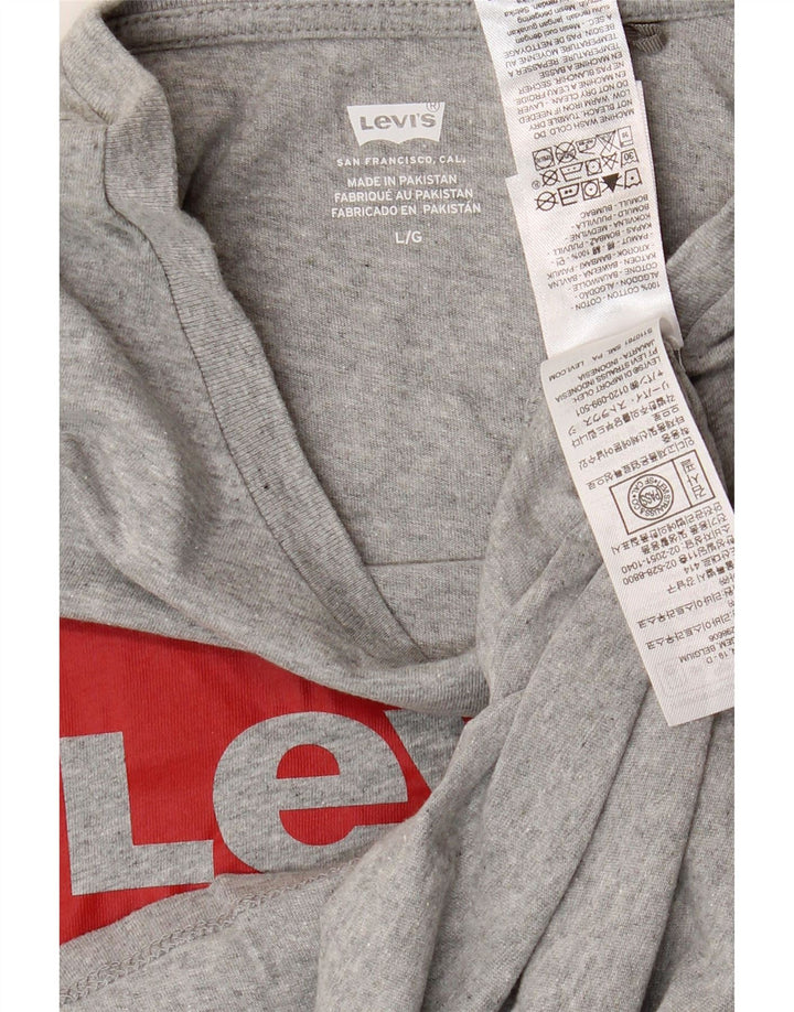 LEVI'S Womens Graphic T-Shirt Top UK 14 Large Grey Cotton Vintage Levi's and Second-Hand Levi's from Messina Hembry 