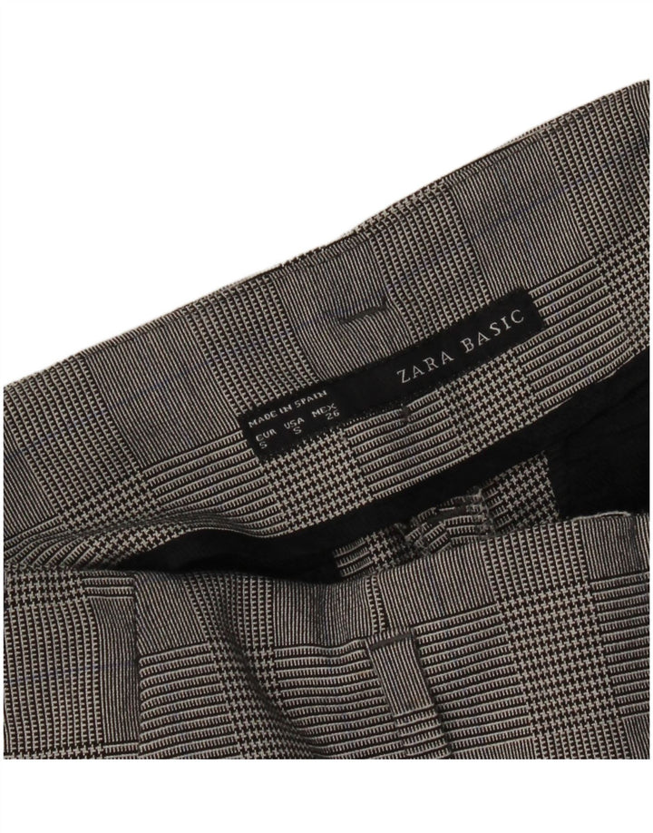 Zara Slim Cropped Bukser Small W26 L25 Grå Houndstooth