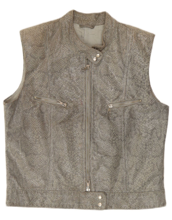 Conbipel Dame Læder Gilet IT 44 Medium Grey Animal Print
