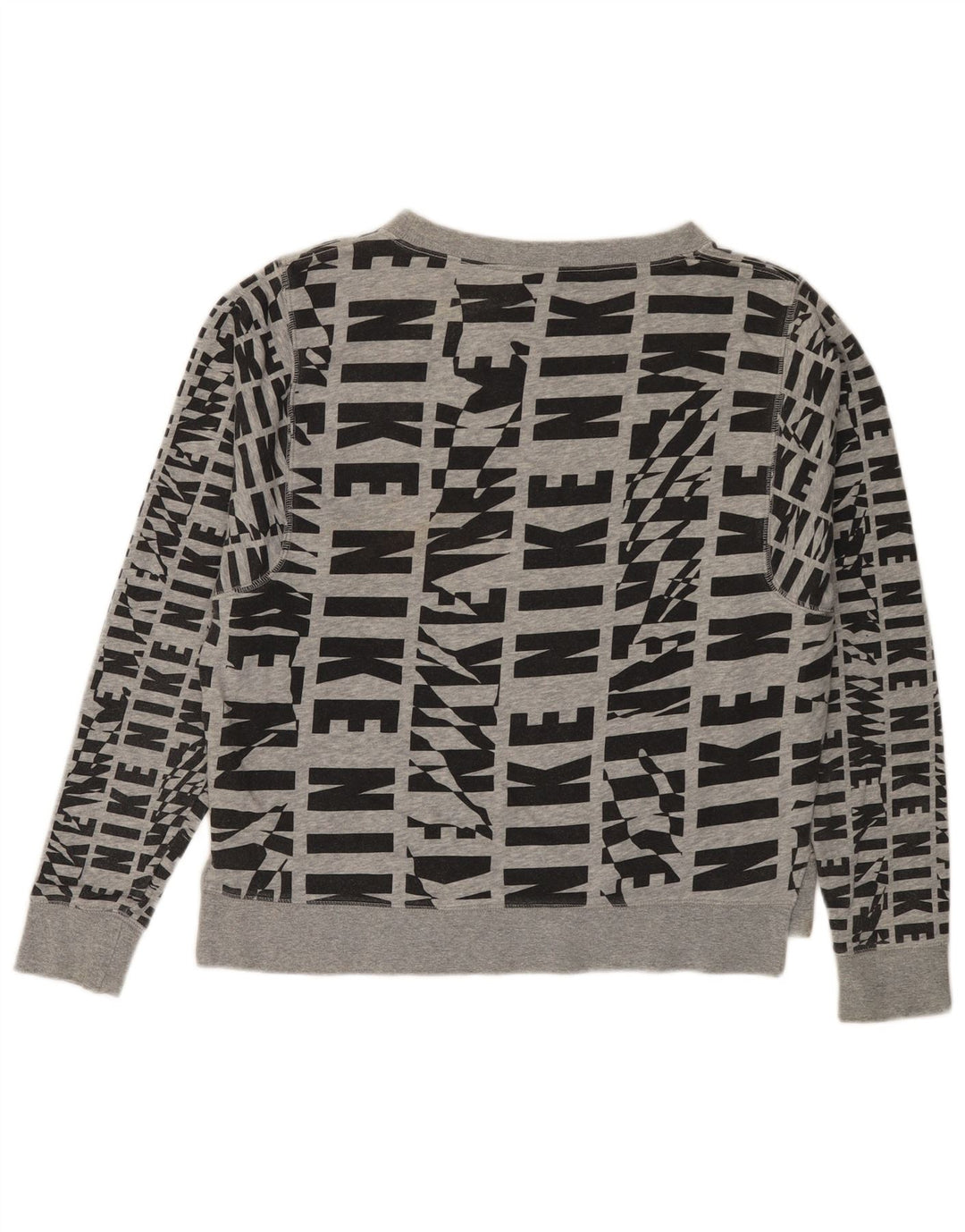 NIKE Graphic Sweatshirt Jumper UK 14 Medium Grey Bomuld